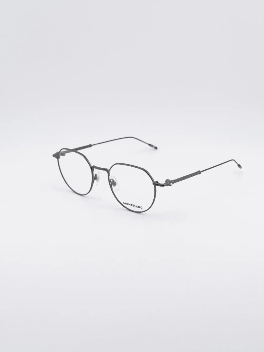 Montblanc MB0060O 001 Eyeglasses Ruthenium 50mm Round / Panto Frame
